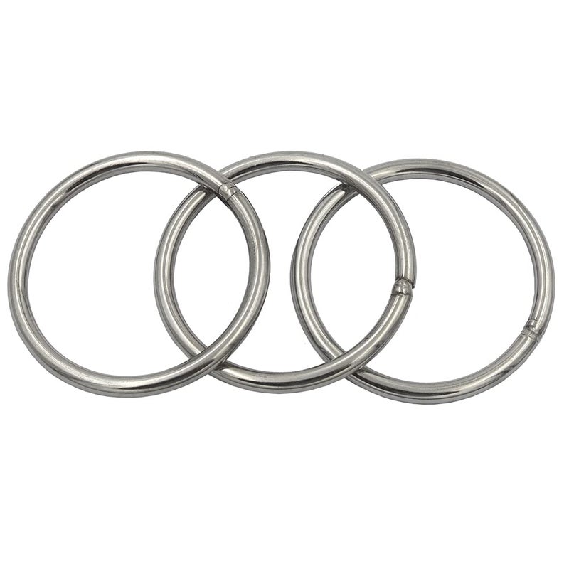 DGOL 3 packs 4 inch Strong Welded O Ring 304 Stainless Steel Round Ring Buckles  Wire Thickness 5/16 inch - Image 1